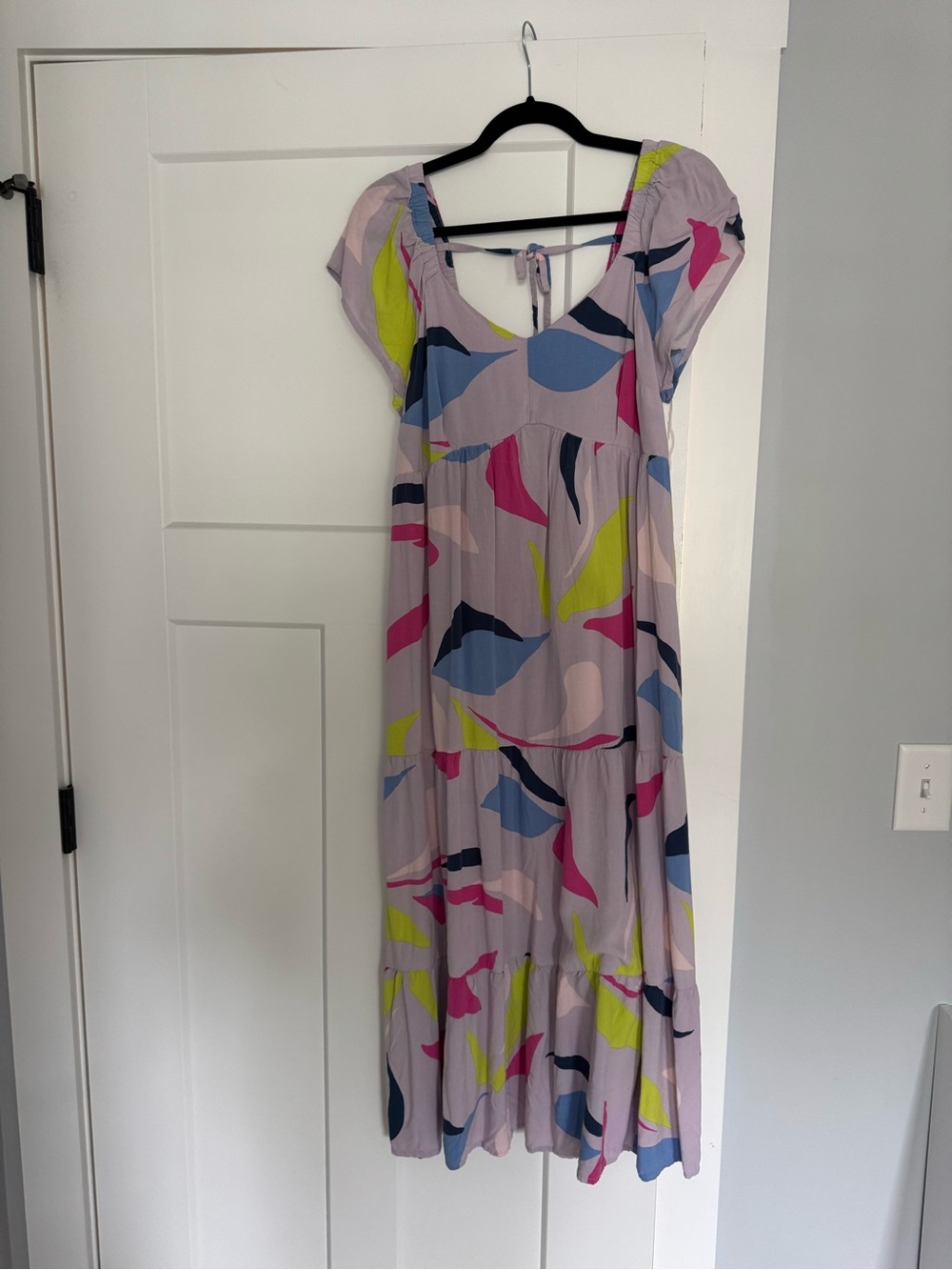 Women’s Pastel Abstract Print Midi Dress - Pink Multicolor